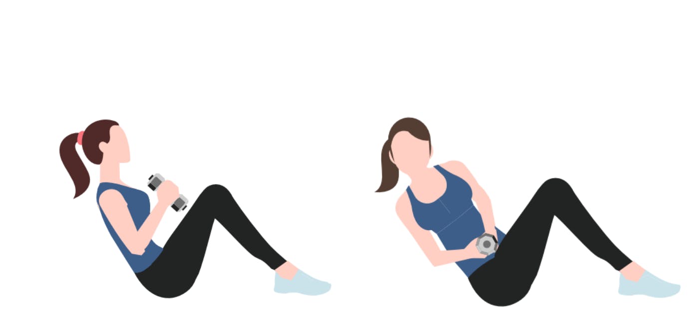 Illustration av kvinna som gör russian twist