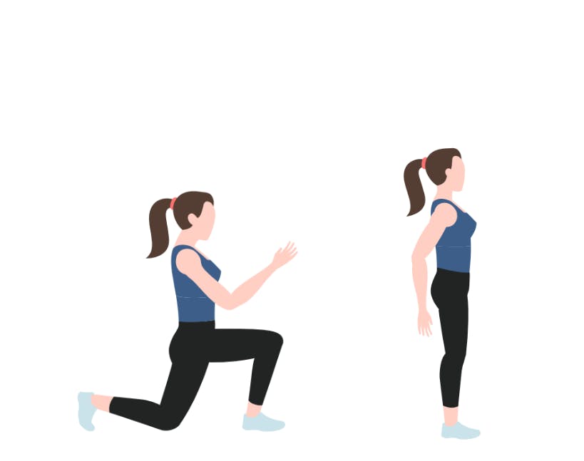 Illustration av kvinna som gör omvänt utfall