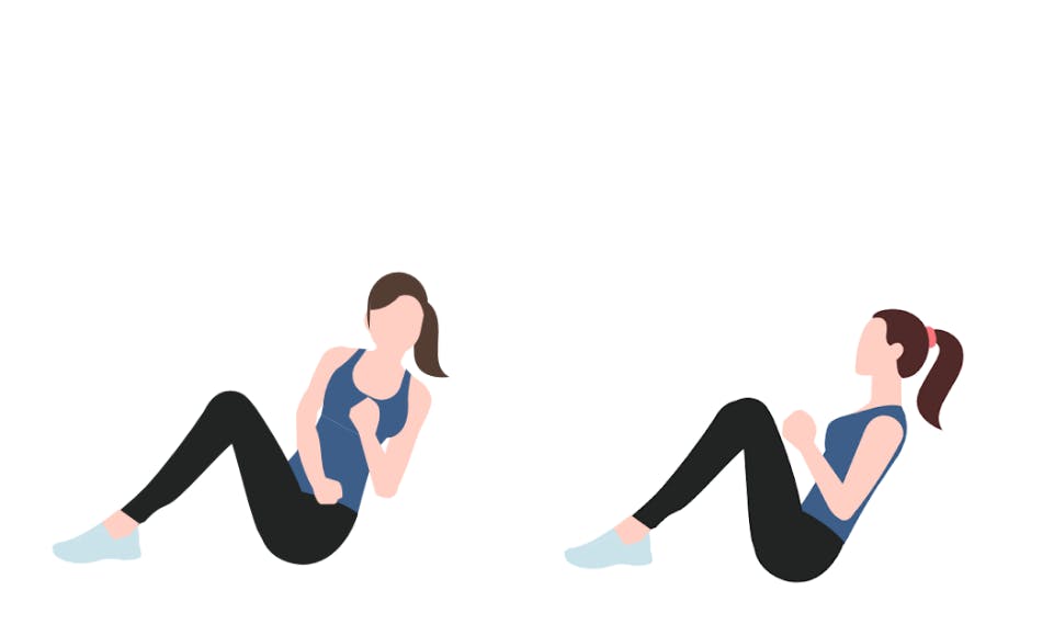 Illustration av kvinna som gör sittande boxning