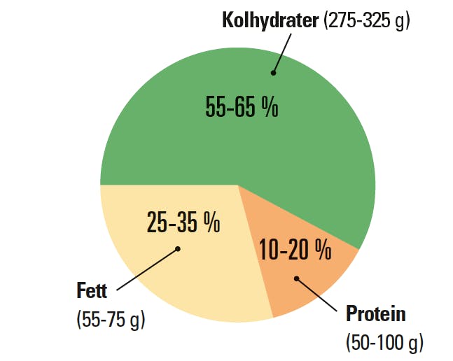 Den officiellt rekommenderade kalorifördelningen