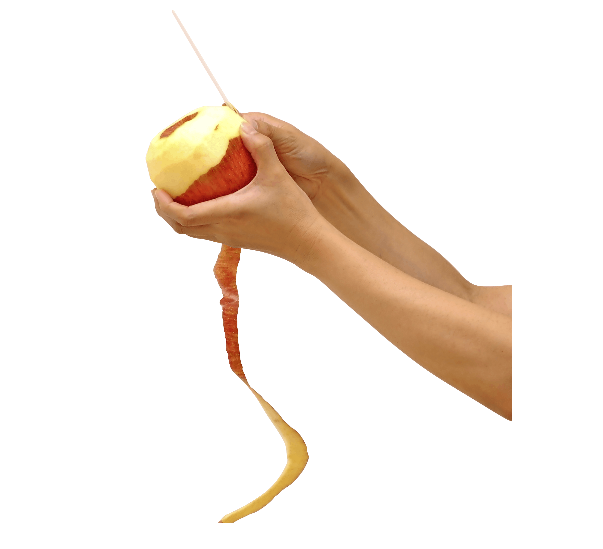 Händer som skalar ett äpple