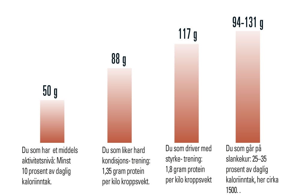 Tabell over hvor mye protein man trenger