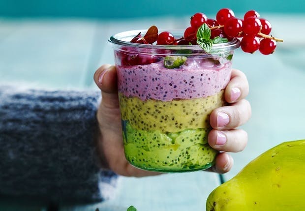 Kolmen kerroksen chiapuuro.