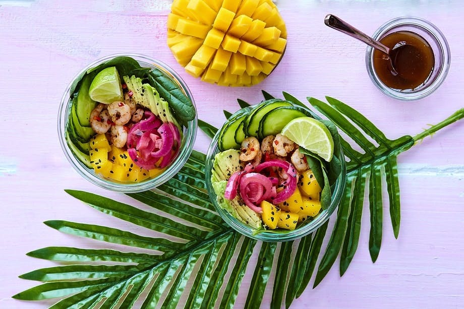 Pokebowl med spicy reker