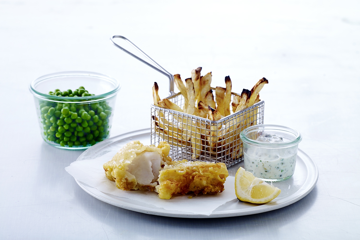 Resepti Fish And Chips Tartarkastiketta Ja Herneita Kunto Plus