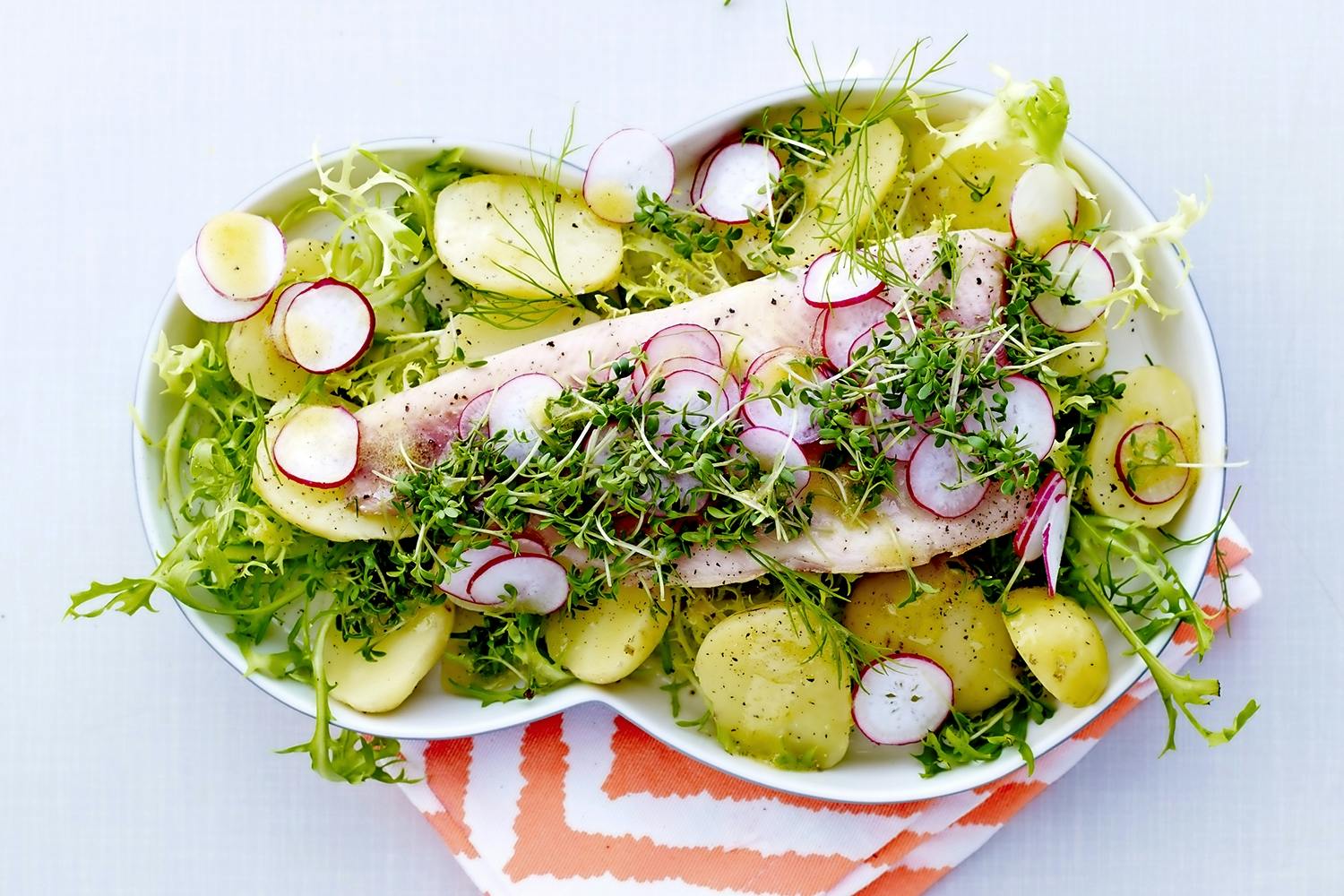 Tallrik med potatis och öring
