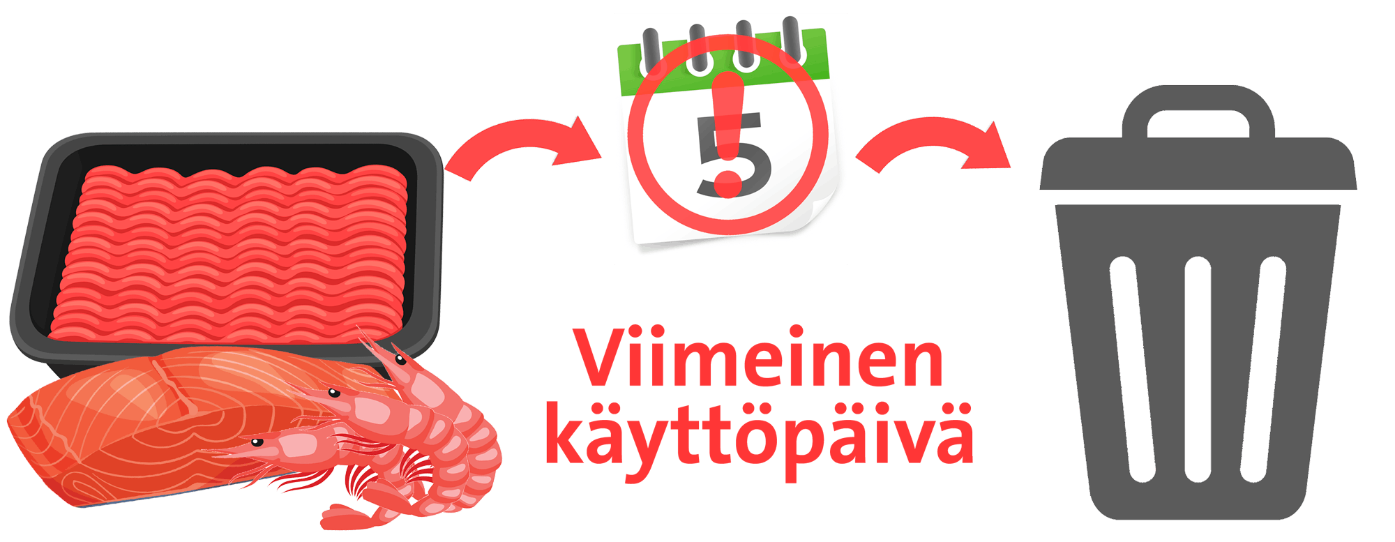 Ruokaa, joilla on viimeinen käyttöpäivä -merkintä