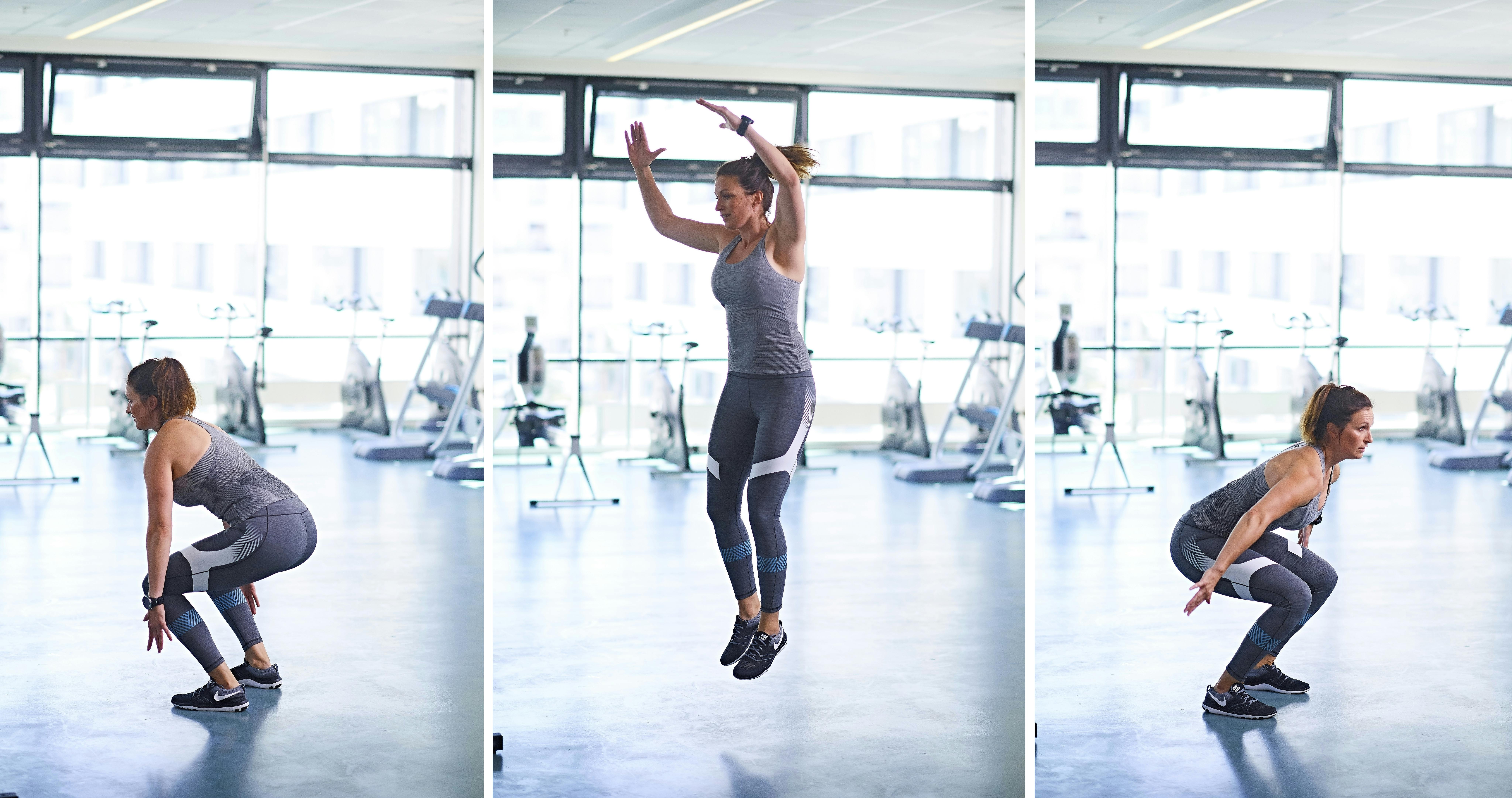 Squat jump med rotation