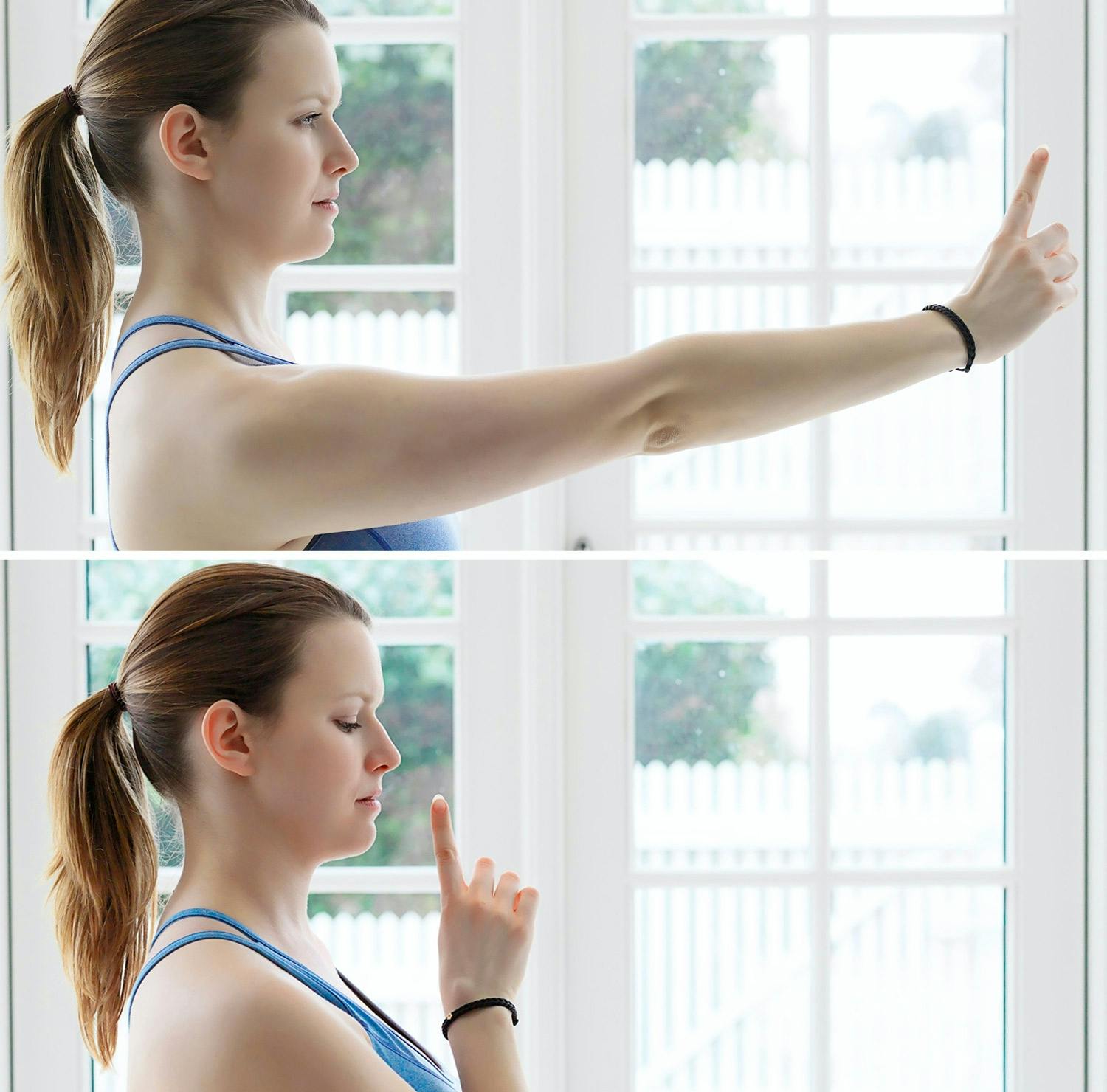 Gravid kvinne tar øvelser for øynene