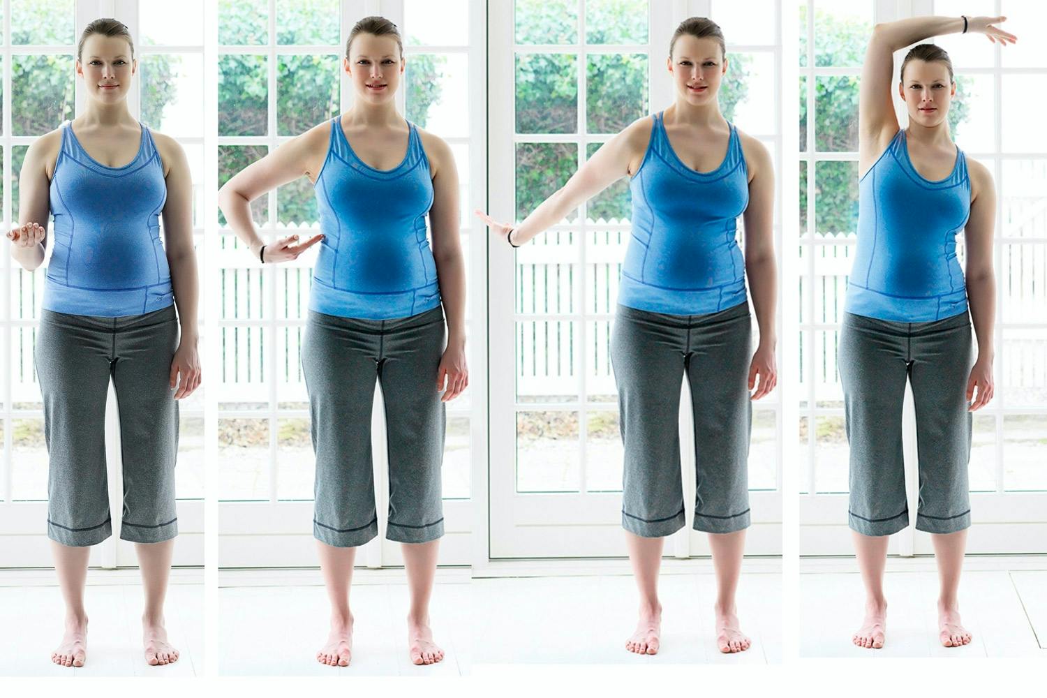 Gravid kvinne trener hjemme