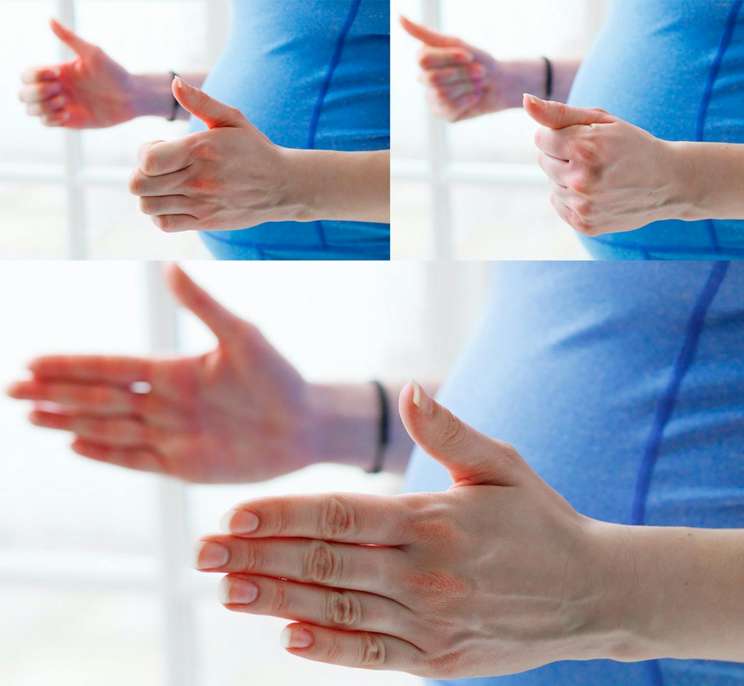 Gravid kvinne gjør håndøvelser