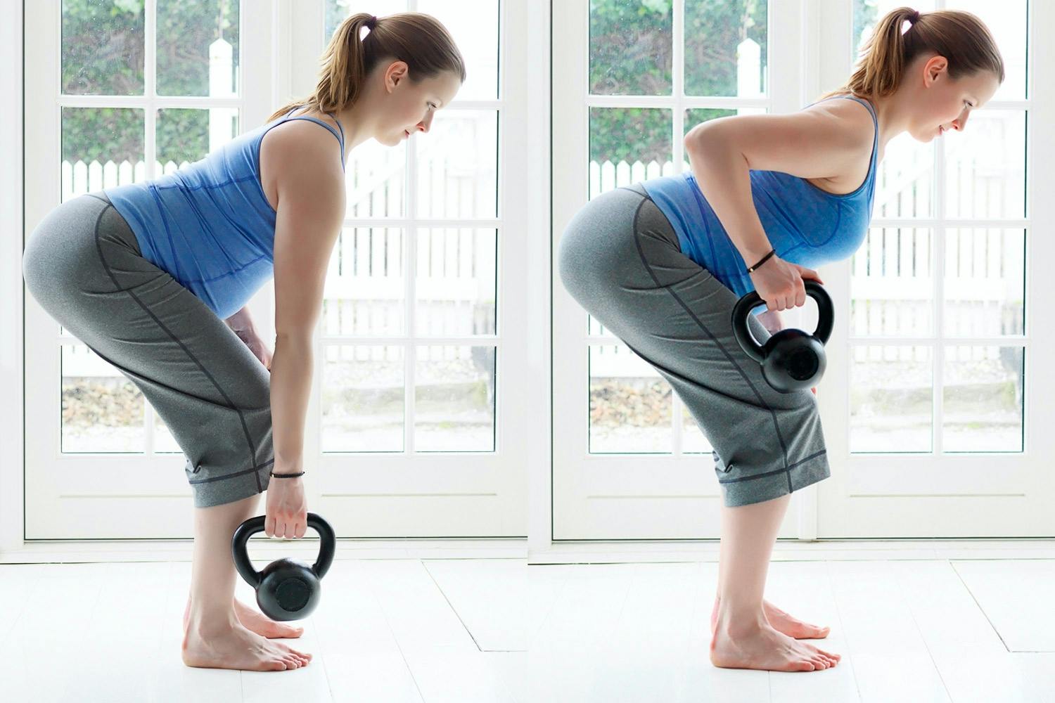Gravid kvinne trener hjemme