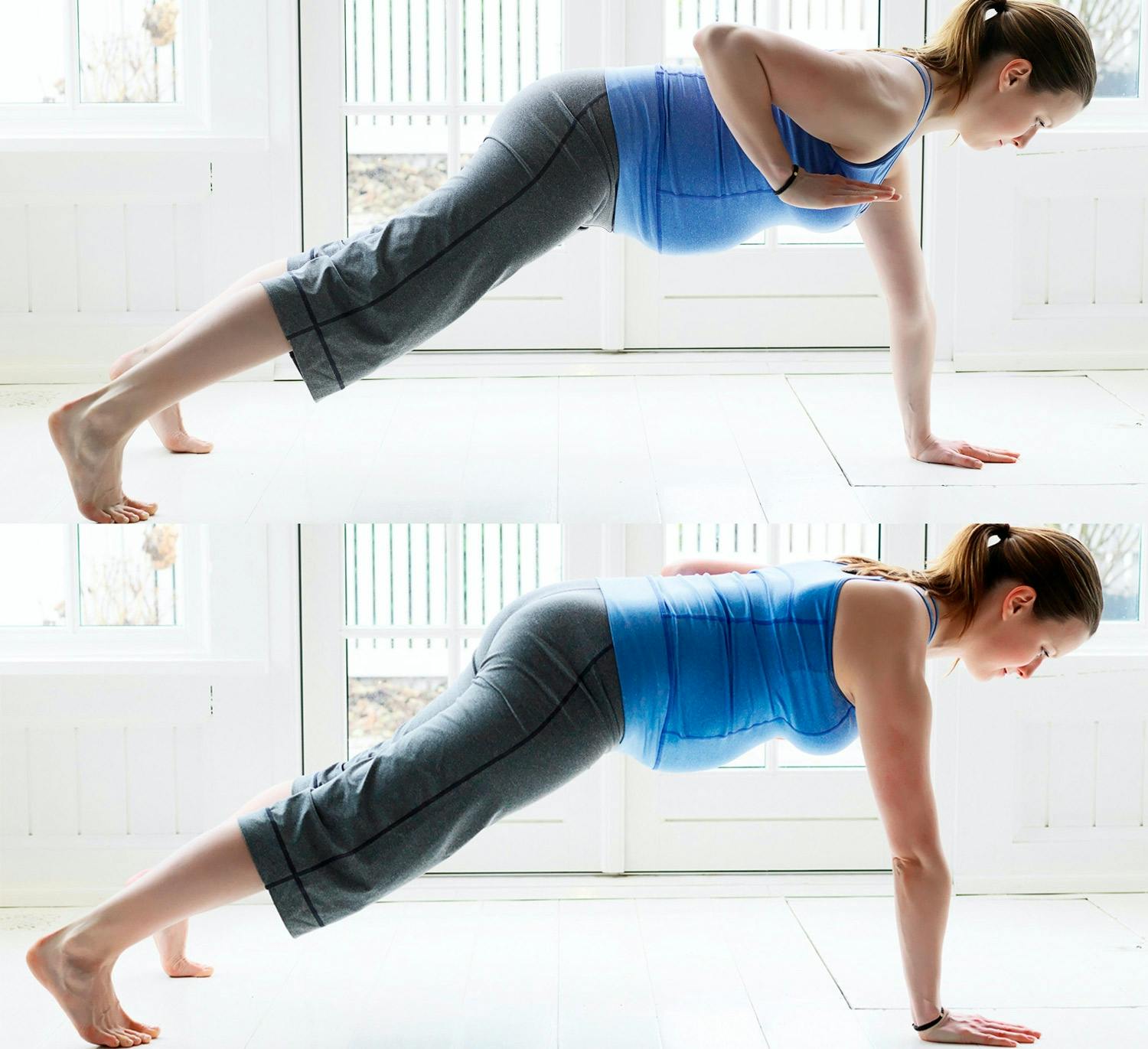 Gravid kvinne tar planken