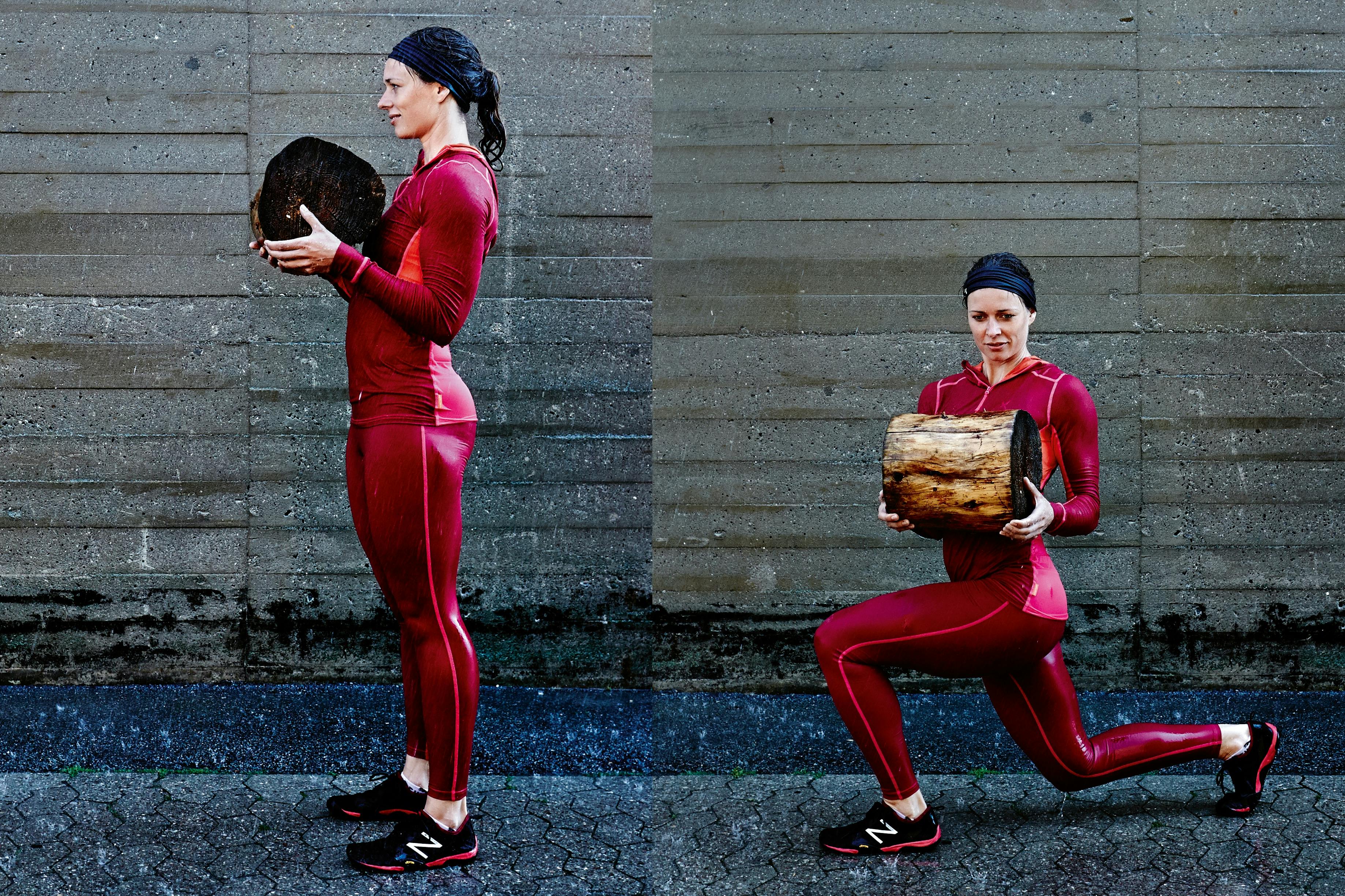 Kvinne gjør utfall med vri