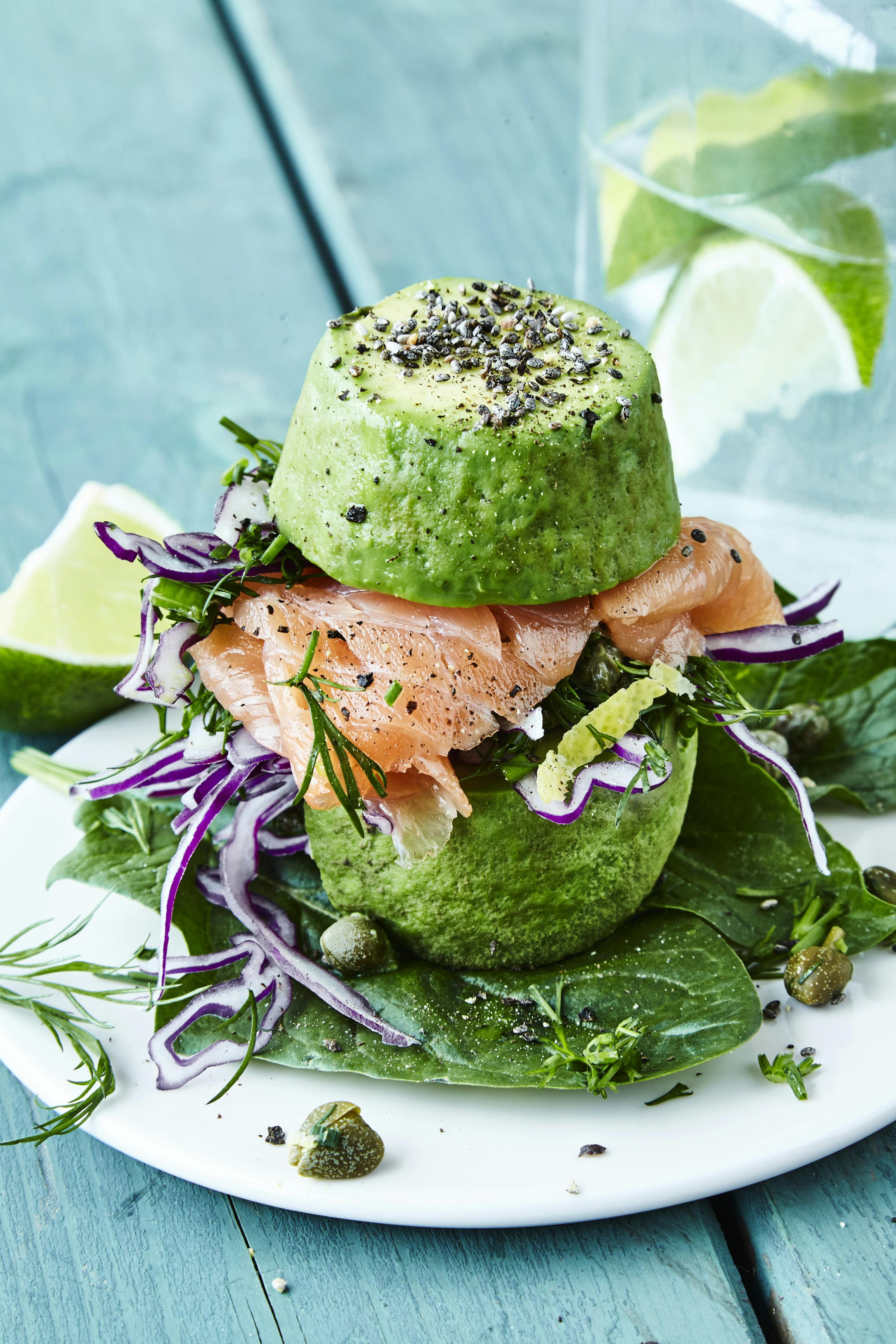 Avokadoburgare från sidan