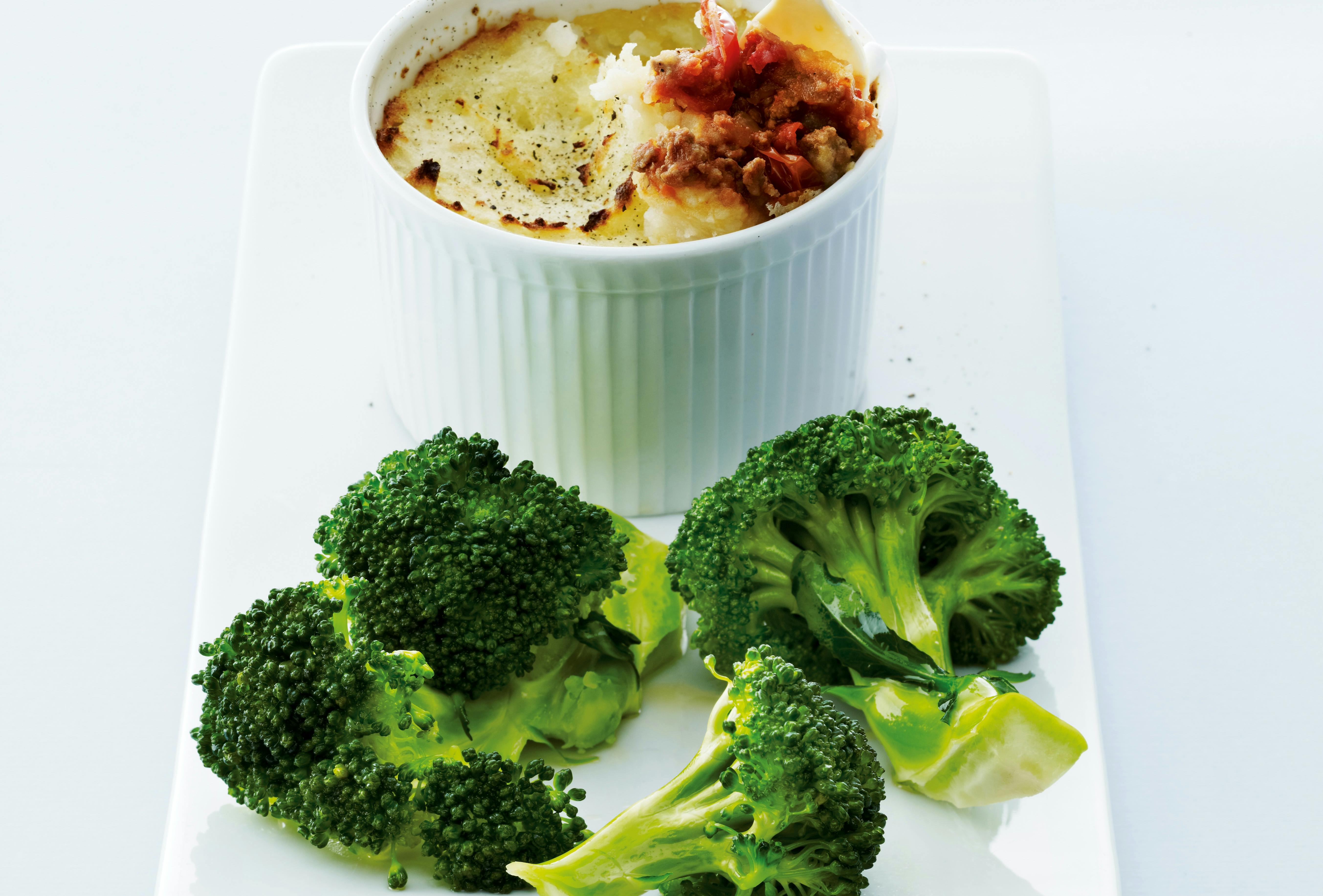 Tallerken med broccoli og kartoffelmos