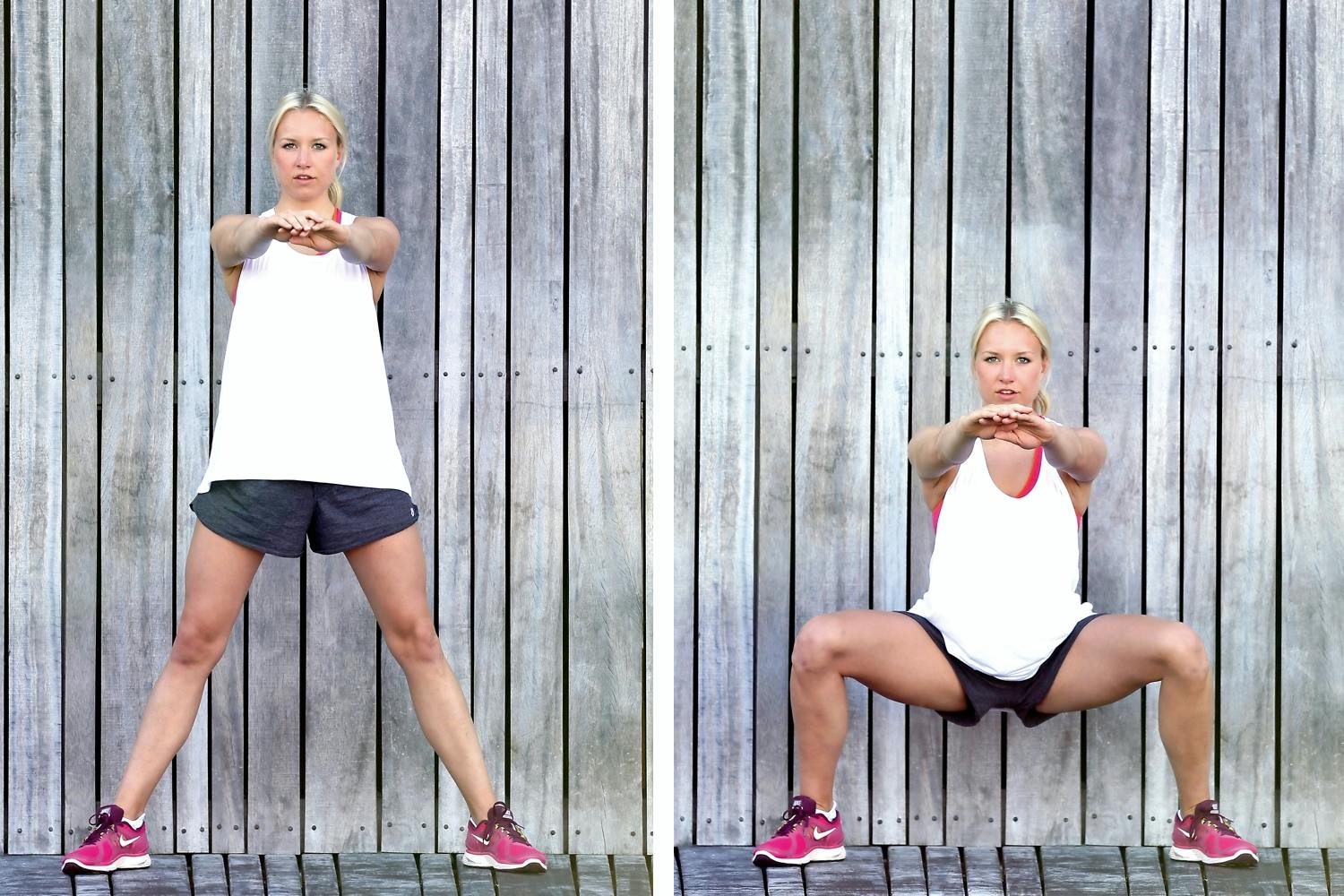 Kvinde laver sumo-squat