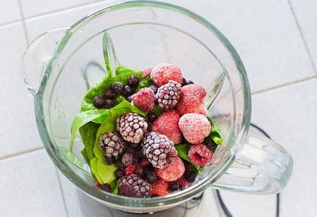 frozen berries in blender