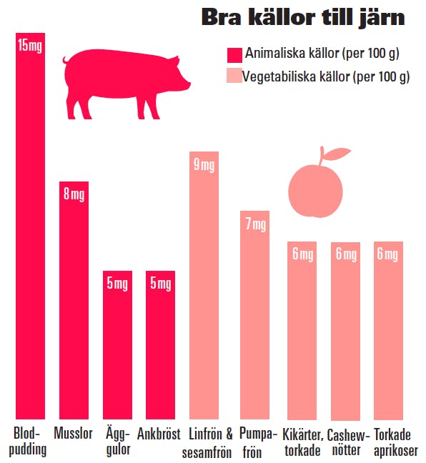 Diagram, källor till järn