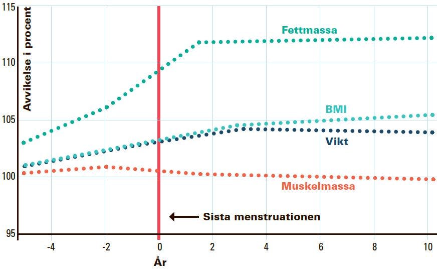 Graf över vikt och klimakteriet