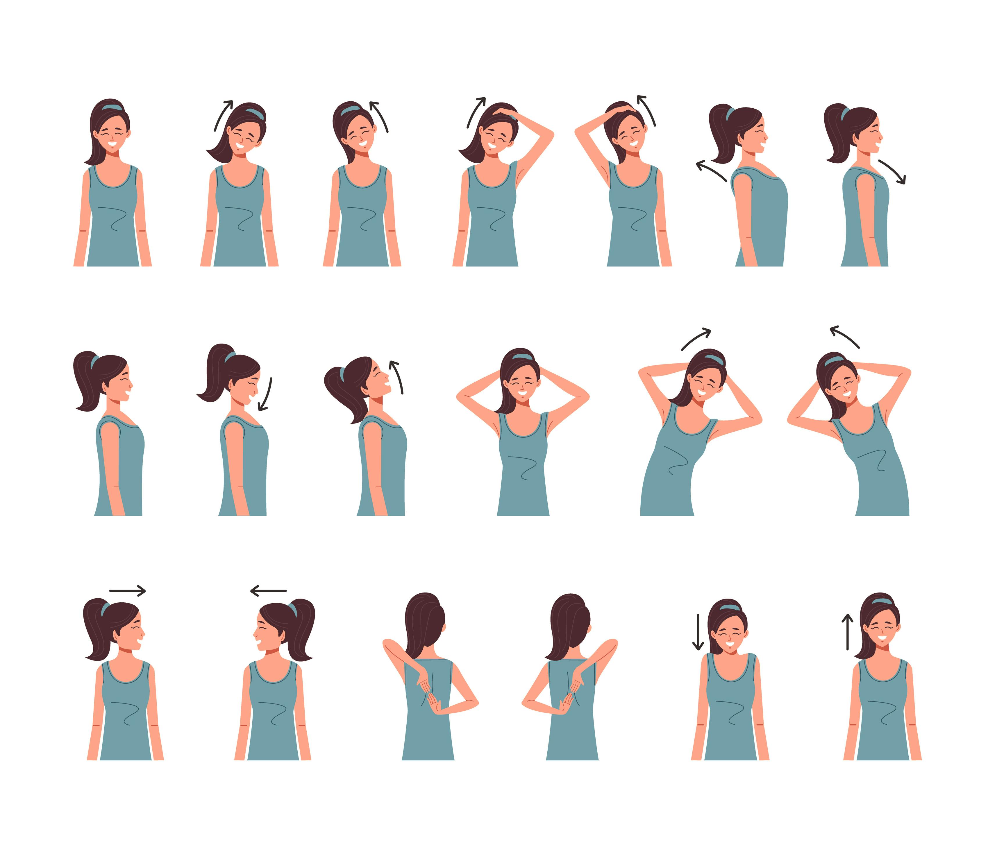 Kuvasarja toimistoon sopivasta niskajumpasta