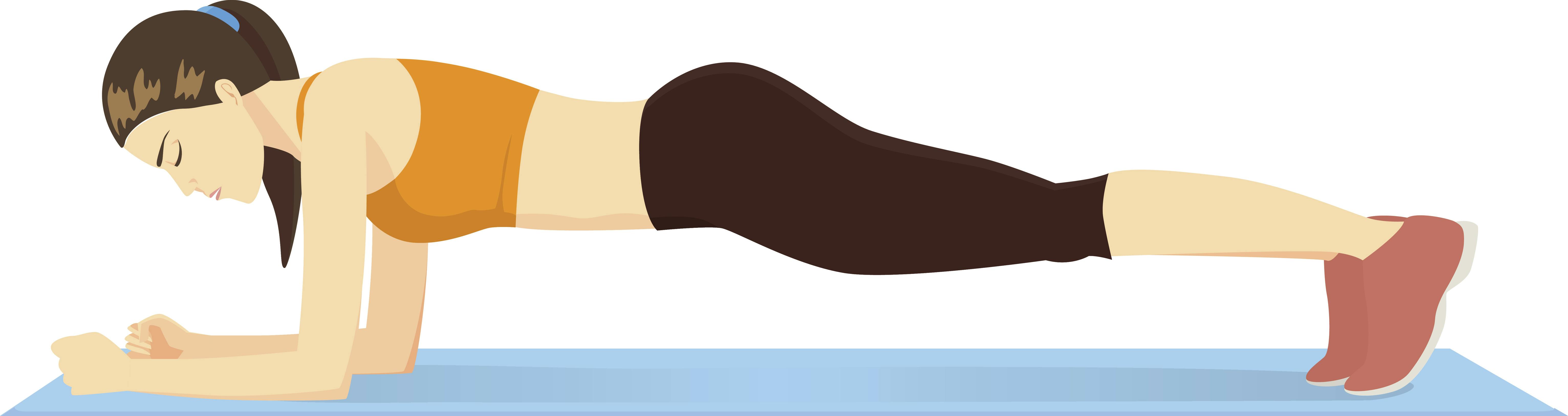 Kvinna ligger i planka