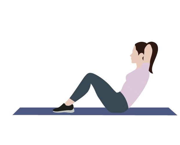 Tegning af kvinde, der laver sit-ups.