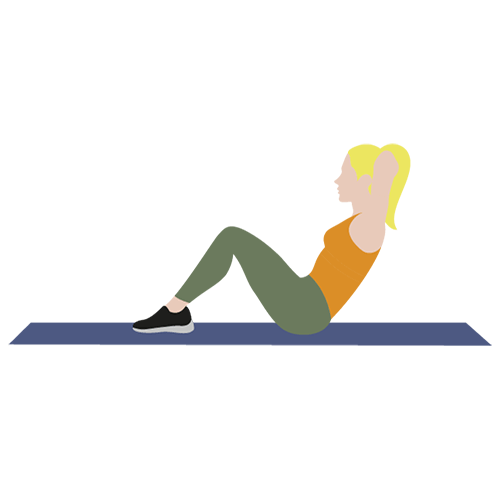 Tegning af kvinde, der laver sit-ups