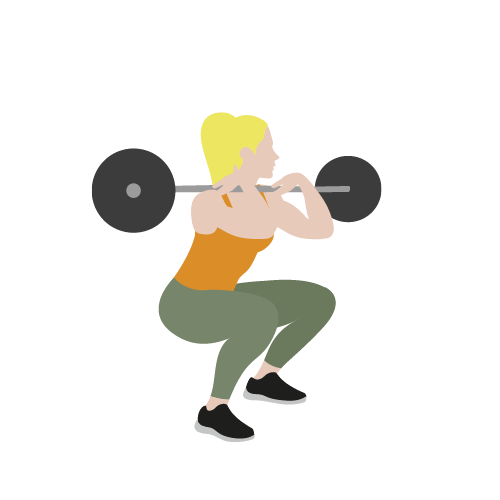 Illustration av kvinna som gör front squat