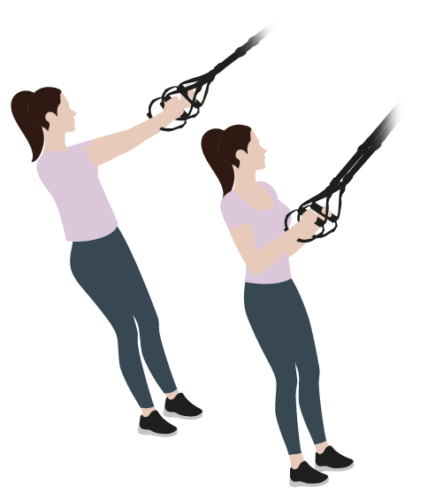 Illustration av kvinna som gör TRX-rodd.
