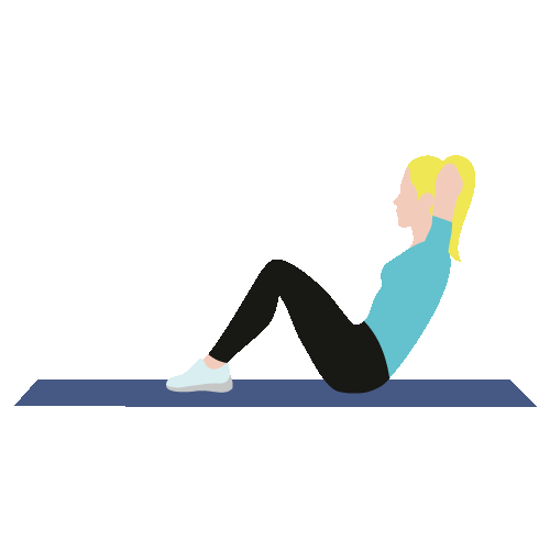 Illustrasjon av kvinne som tar sit-ups.