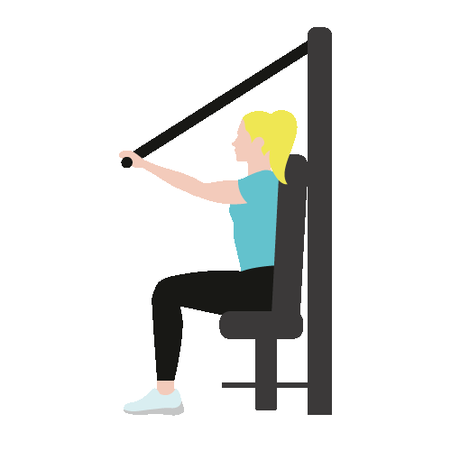 Illustration av kvinna som gör bröstpress.