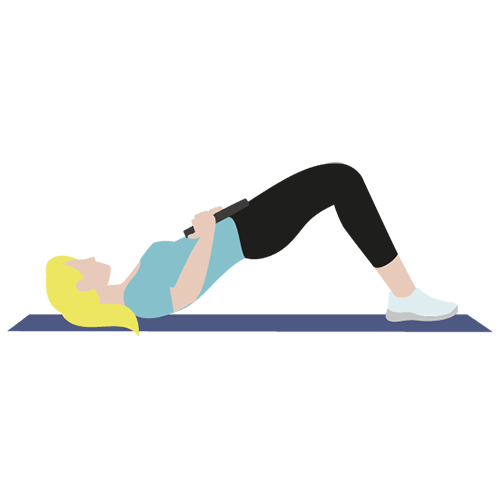 Illustrasjon av kvinne som tar hip-thrust med vekter