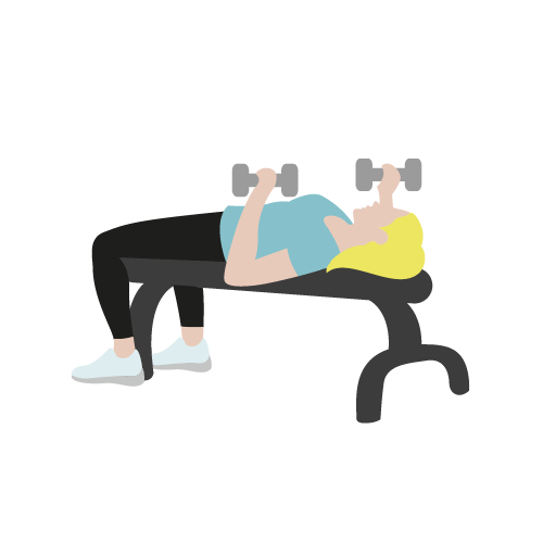 Illustration av kvinna som gör bröstpress med hantlar