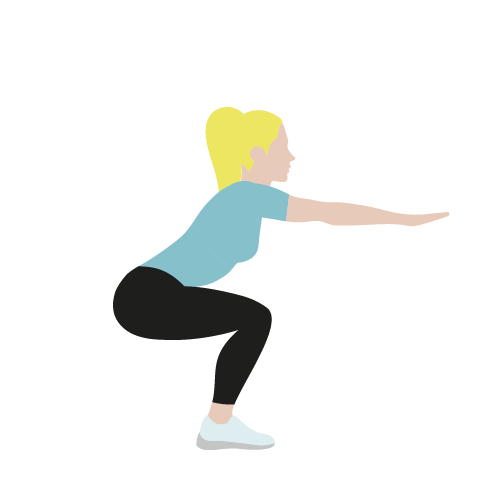 Illustration av kvinna som gör squats