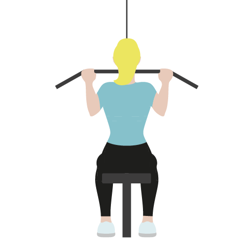 Illustration av kvinna som gör pull down i kabelmaskin