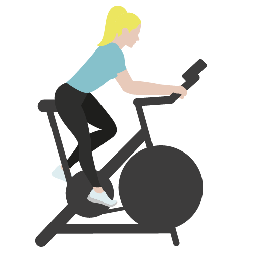 Illustration av kvinna som gör intervaller på cykel