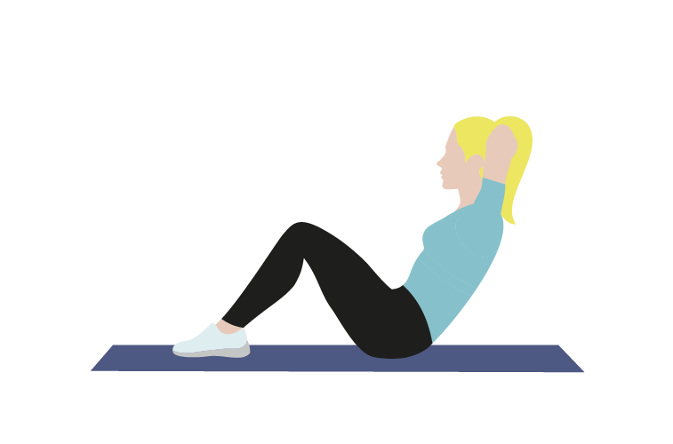 Illustrasjon av kvinne som tar sit-ups