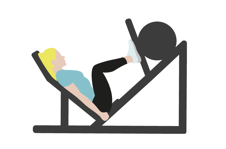 Illustration av kvinna som gör benpress