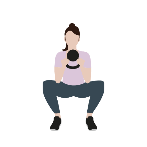 Tegning af kvinde, der laver goblet squat