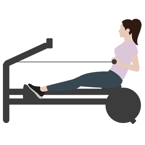 Illustration av kvinna som gör intervaller i roddmaskin