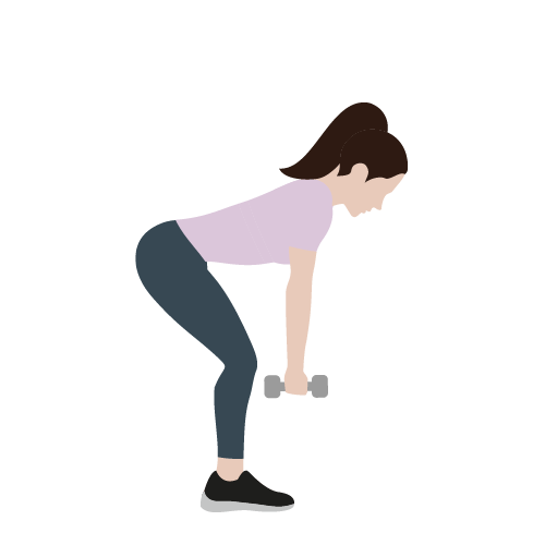 Illustration av kvinna som gör rumänska marklyft med hantlar