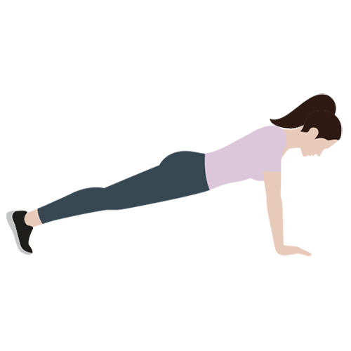 Piirros, jossa nainen tekee harjoitetta istumaannousut