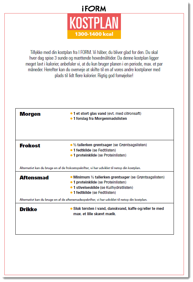 Kostplan 1300-1400 kcal PDF framsida
