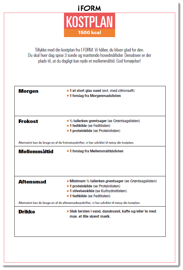 KOSTPLAN 1500 kcal PDF-forside
