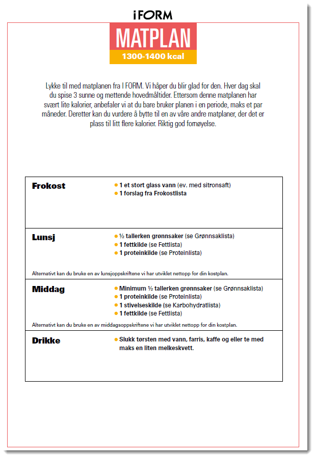 MATPLAN 1300-1400 kcal