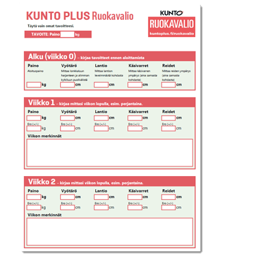 Mittojen ja painon seurantalomake