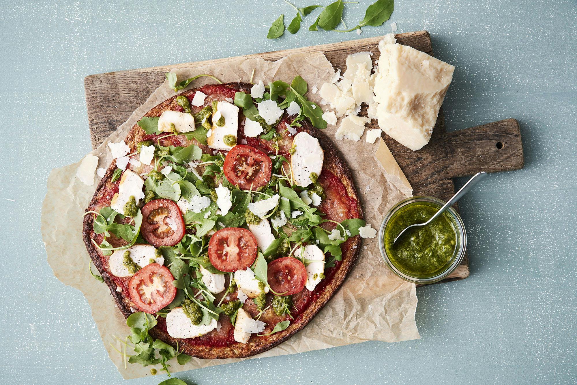 Blomkålspizza med kylling