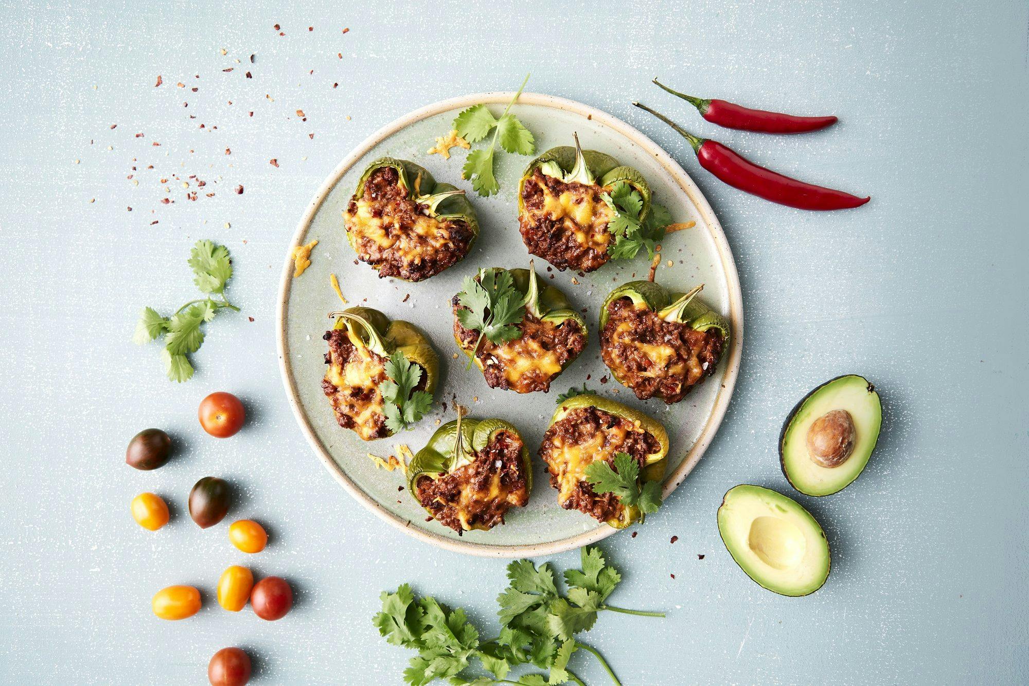 Fyllda paprikor med nötfärs