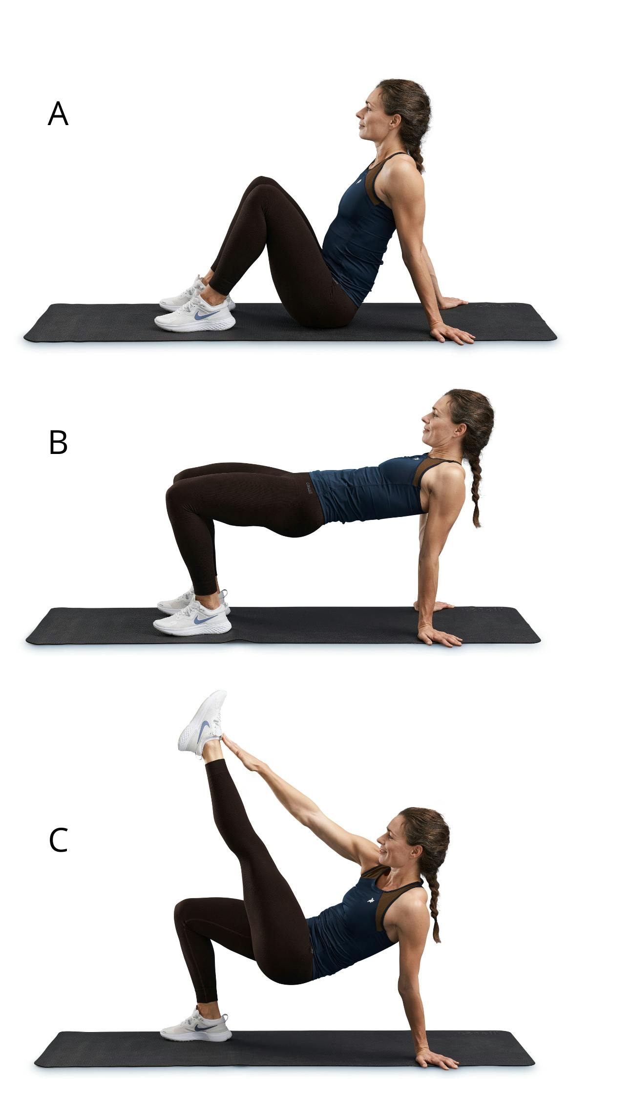 Kvinne gjør mageøvelse